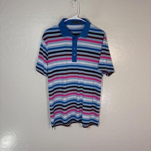G/FORE | Shirts | Gfore Polo Shirt Mens Medium Blue Multicolor Stripe ...